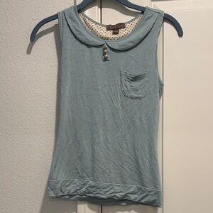 Fever- Purchased from ModCloth- Light Blue Tank Top with Polka Dot Collar